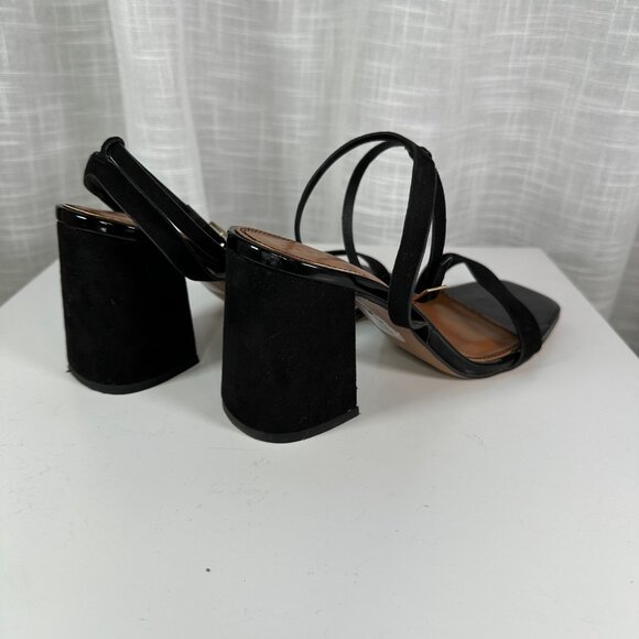 ASOS Design Faux Suede Wide Fit Hudson barely there Block Heel Sandals 8W - Picture 8 of 14